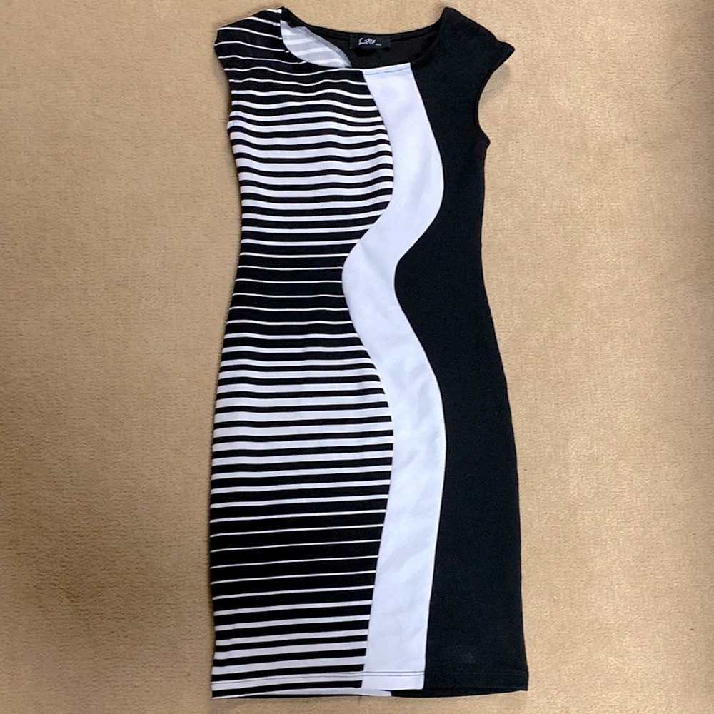 Black and white striped dress